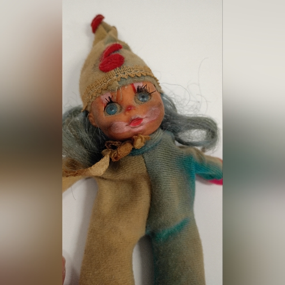 Vintage Clown Doll with Blue Hair